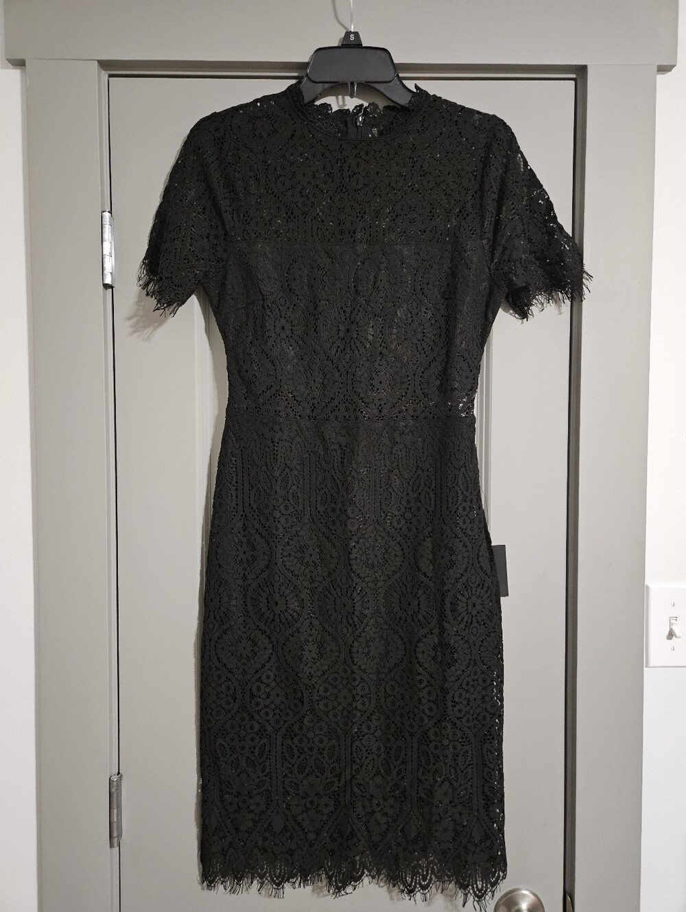Lulu's Black Lace Midi Dress with Scalloped Trim